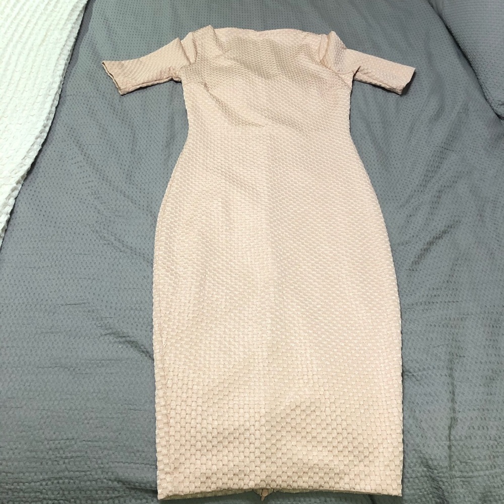 Zara | blush pink bodycon dress v cut back